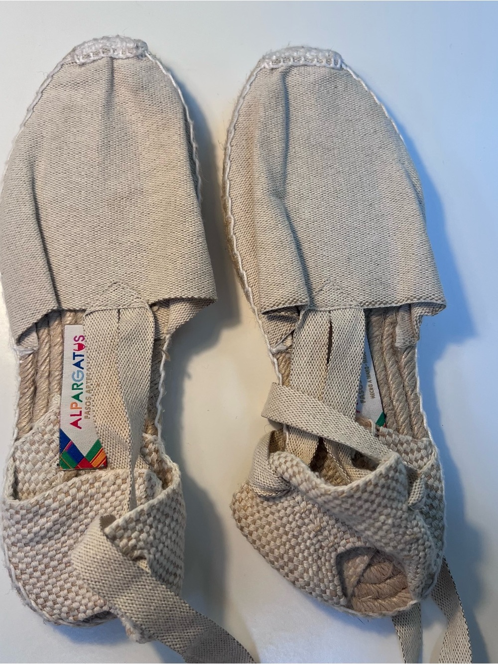 Alpargatus Canvas Espadrilles Goats Closed Toe Ankle Wrap Size 38 U.S. 7.5